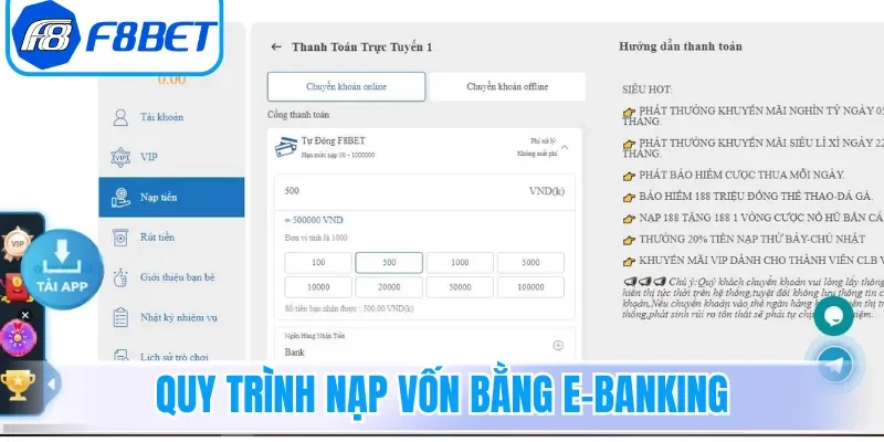 Quy trình nạp vốn bằng e-Banking