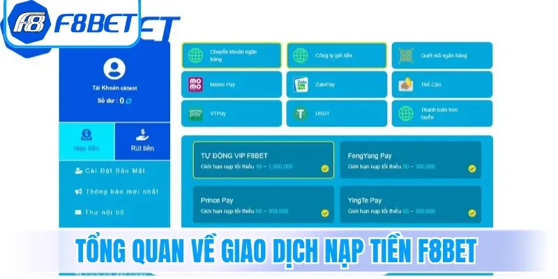 Tổng quan về giao dịch nạp tiền F8bet